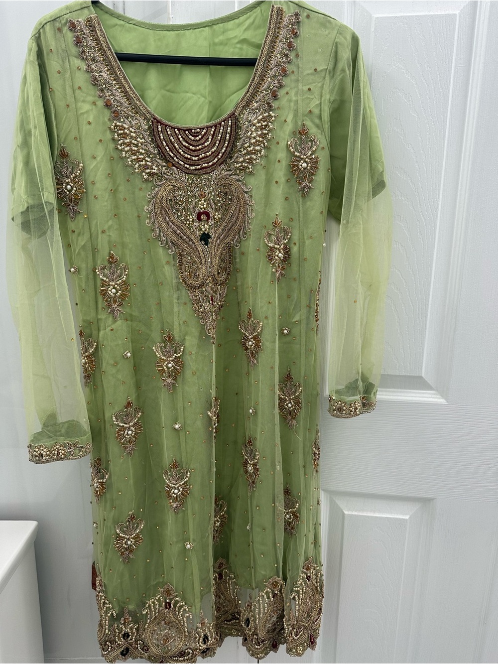 Pakistani Embroidered Light Green / pistachio Dress